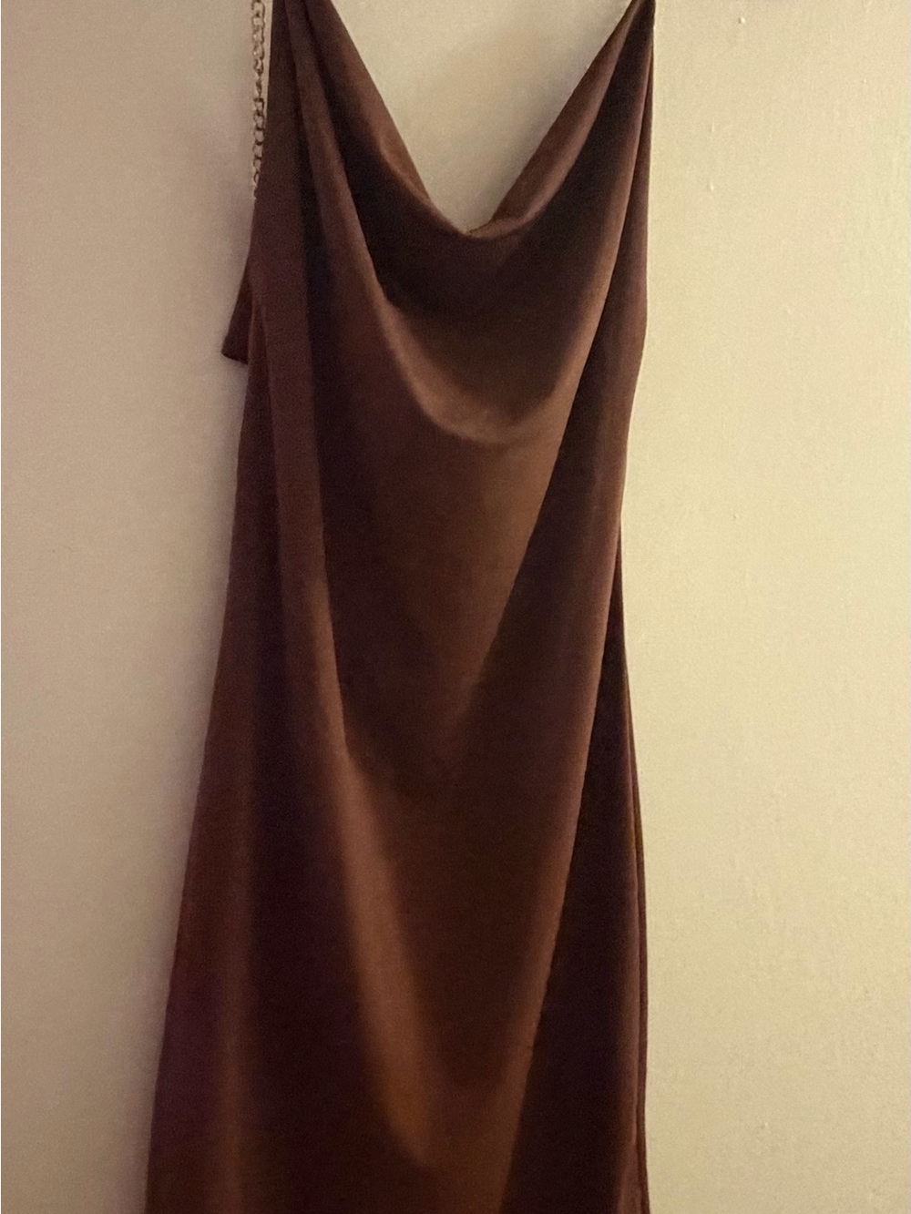 Strapless Brown Cowl Slip Dress
